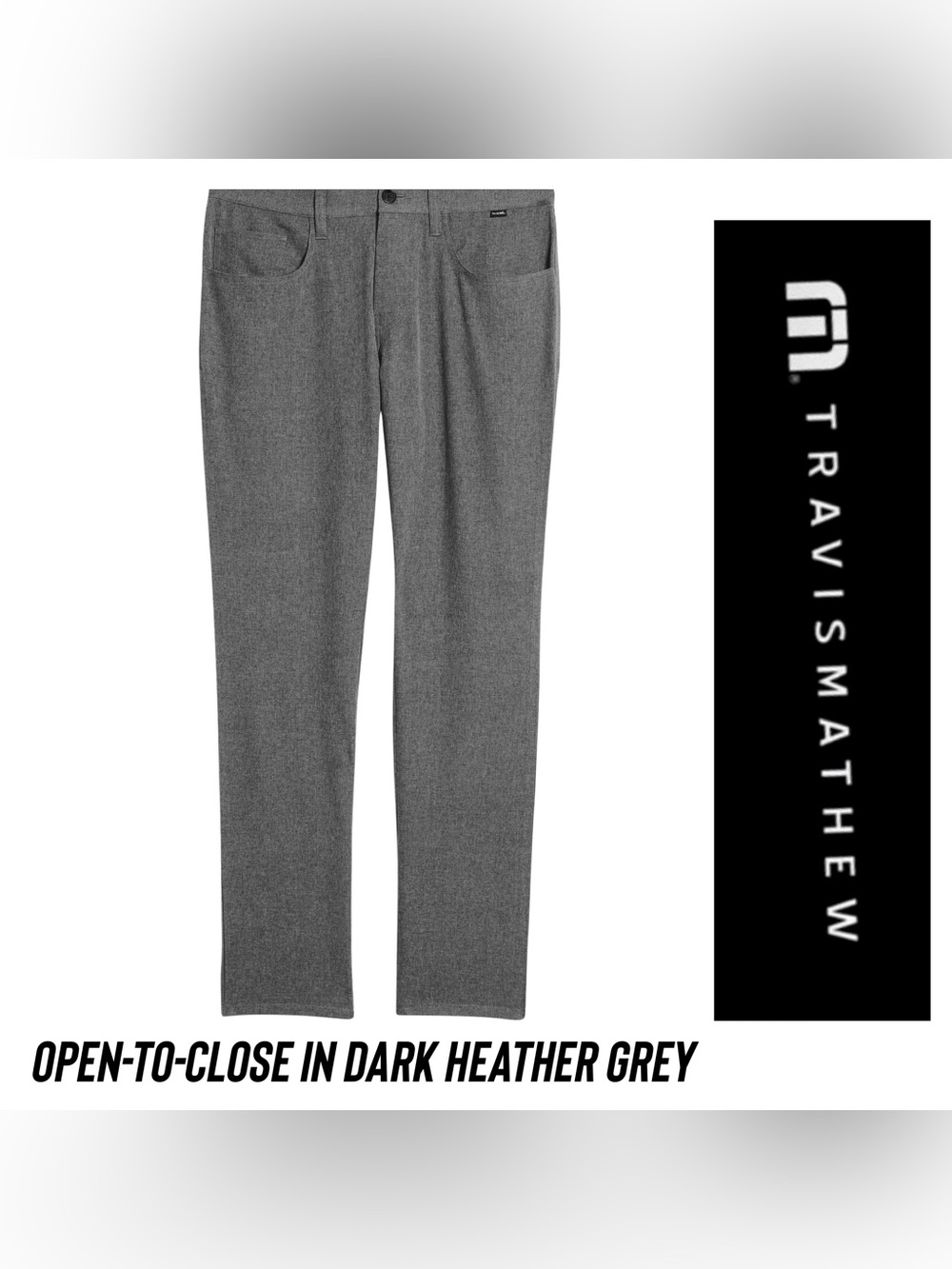 Travis Mathew | Open to Close Men’s Pants | 33 x 32 | Dark Heather Grey